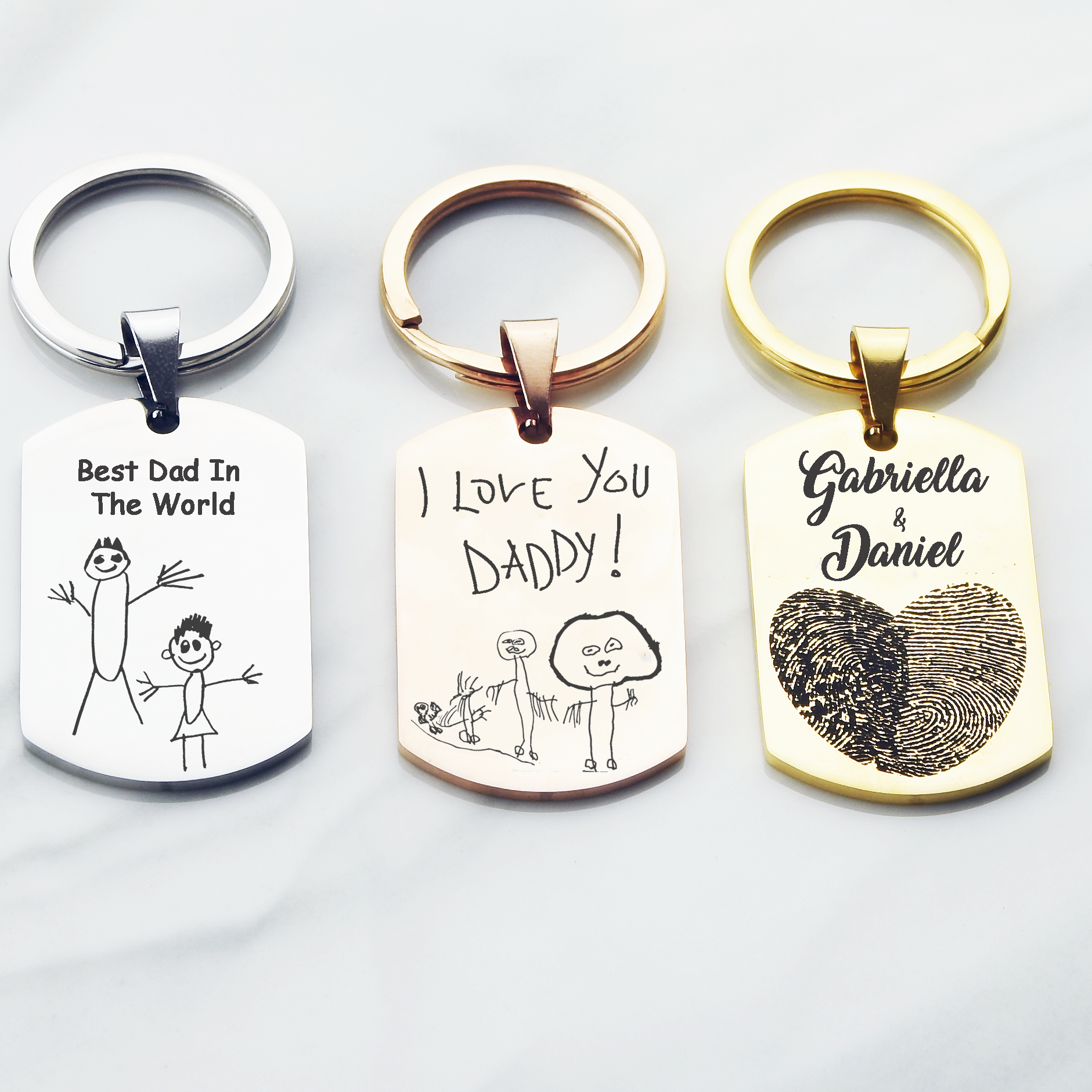 Little Gifts with Love Photo Engraved Personalised Pet Rectangle Keyring Keychain