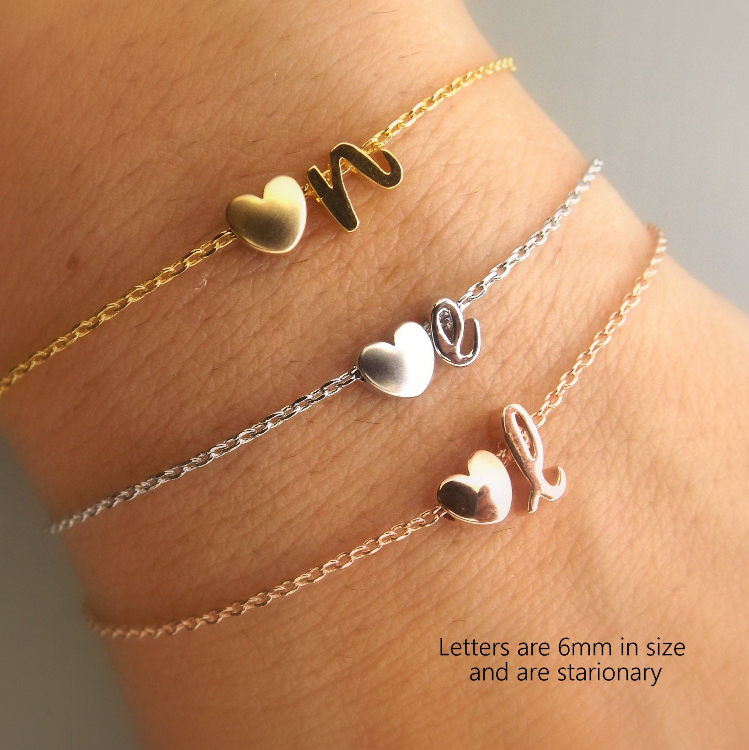 Gold Initial Bracelet Personalized Jewelry Gold or Silver 