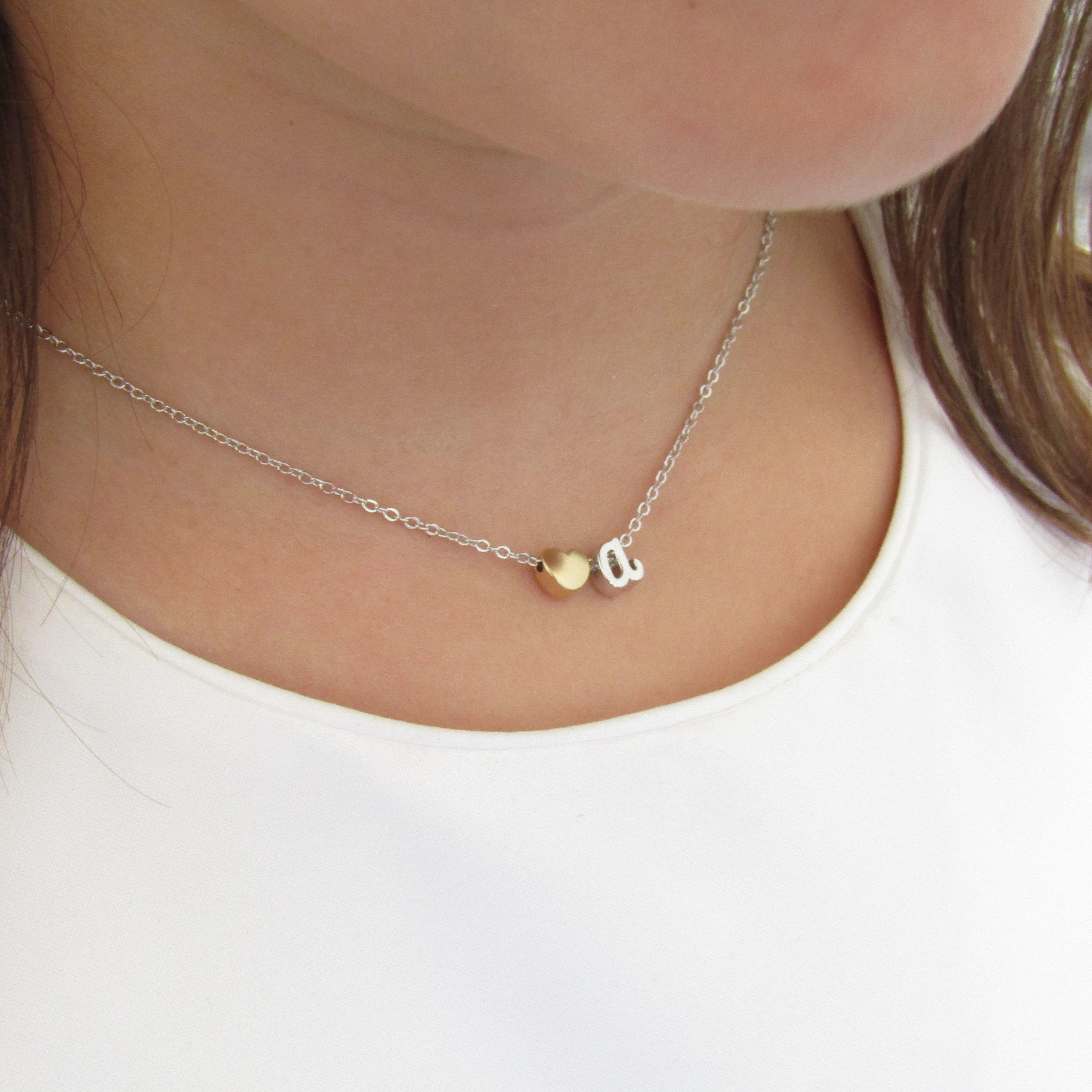 Tiny Monogram Heart Toddler / Kids / Girls Pendant/Necklace Engravable -  Sterling Silver