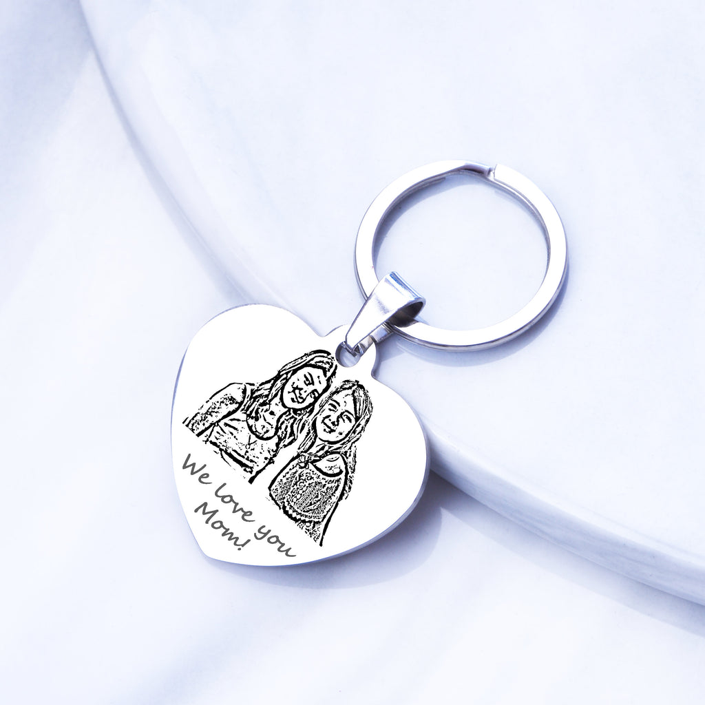 Personalized Keychain Gift Heart  Custom Keyring - Gifts Engraving
